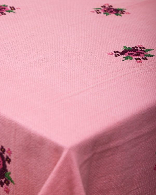 Harago — Rose Cross-Stitch Embroidered Tablecloth