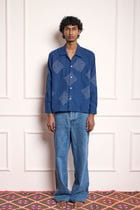 Indigo Kantha Embroidered Shirt view 1