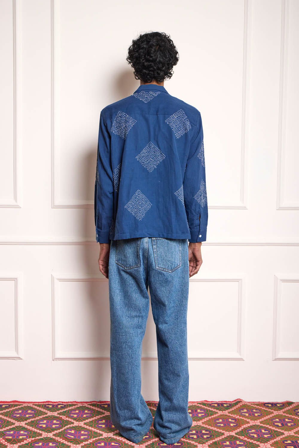 Indigo Kantha Embroidered Shirt - image 2