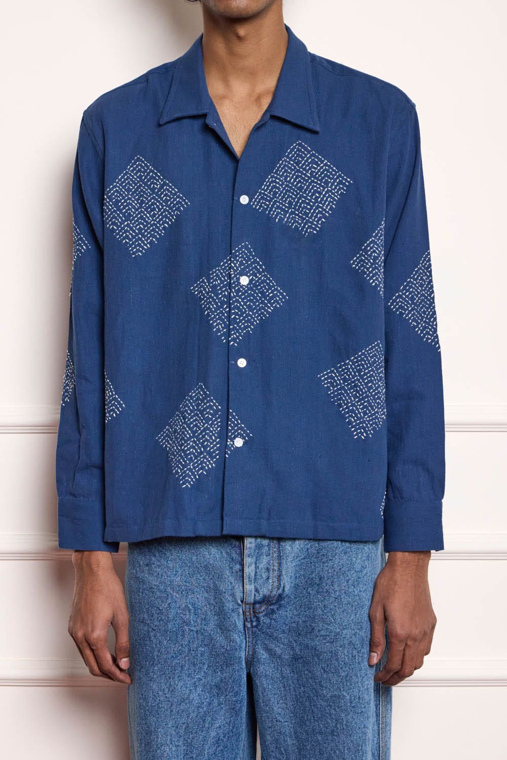 Indigo Kantha Embroidered Shirt - image 3