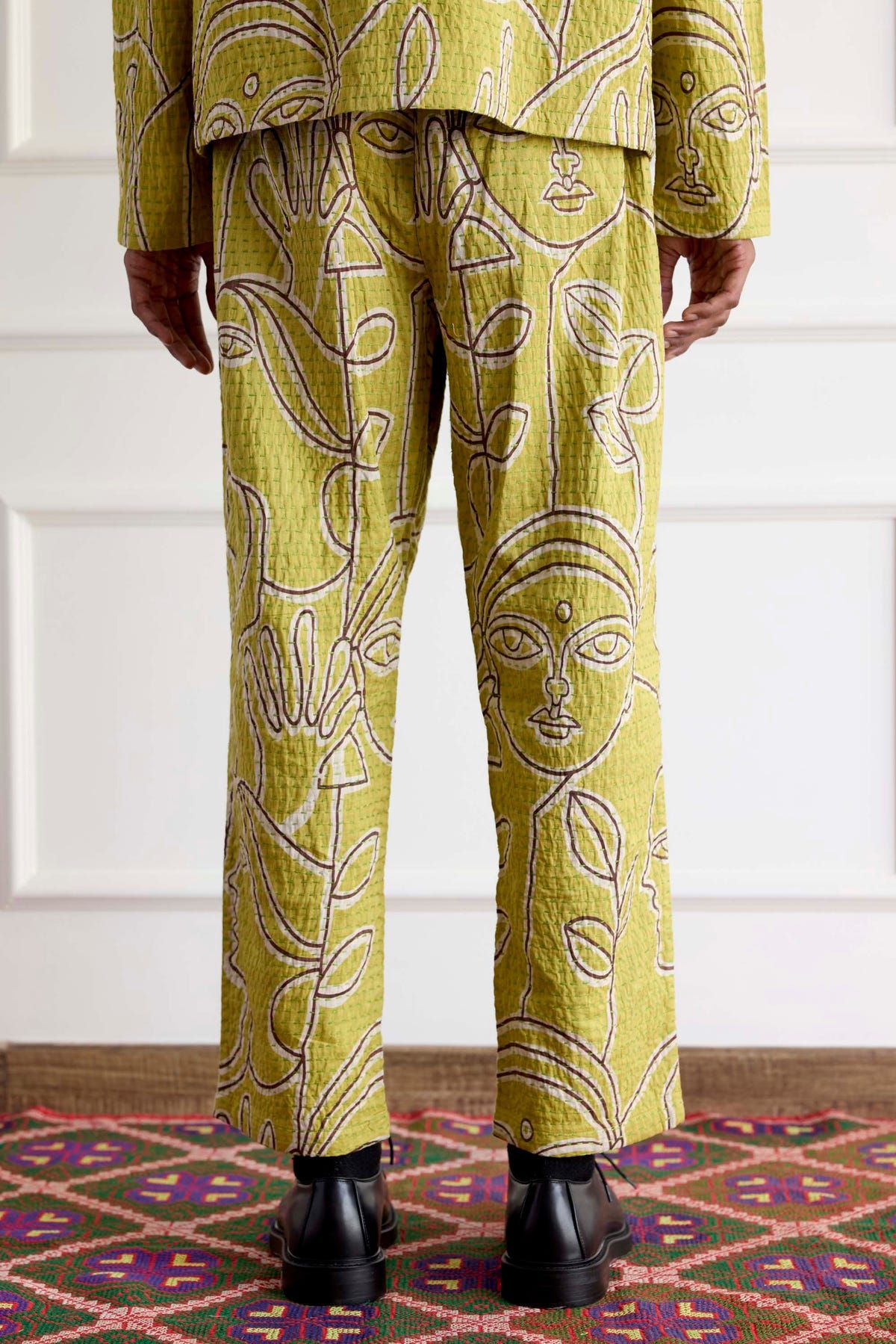 Kantha Stitch Silk Drawstring Pants - image 4
