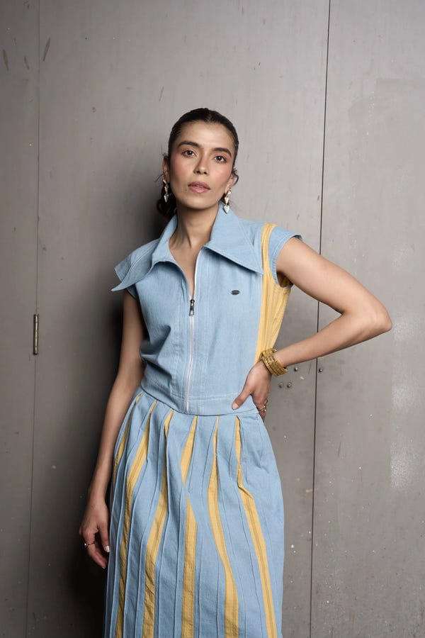 Inner Saints — Santorini Blue Denim Skirt Set