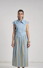 Santorini Blue Denim Skirt Set view 9