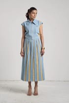 Santorini Blue Denim Skirt Set view 10