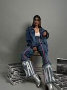 Blue Effect Shirt Jacket & Wide Leg Jeans Set view 1
