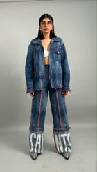 Blue Effect Shirt Jacket & Wide Leg Jeans Set view 2