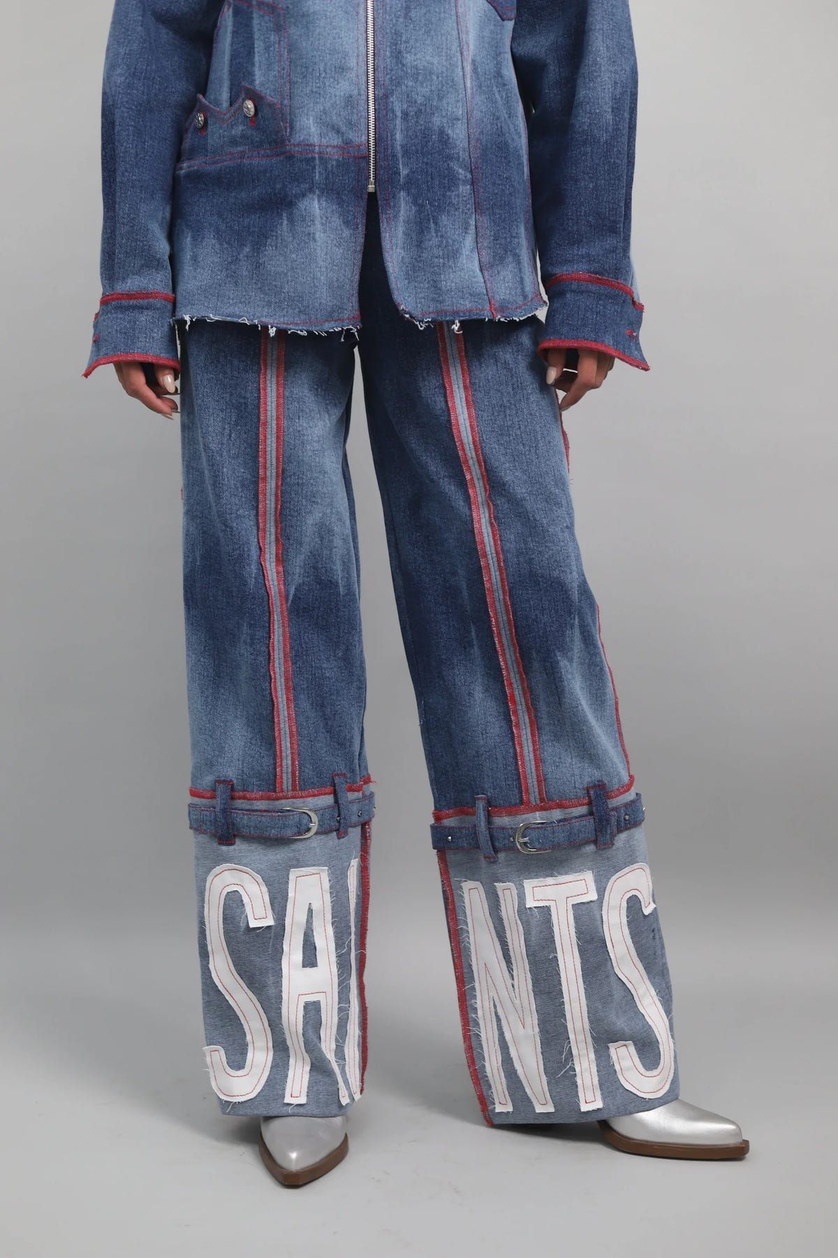 Blue Effect Shirt Jacket & Wide Leg Jeans Set - image 3