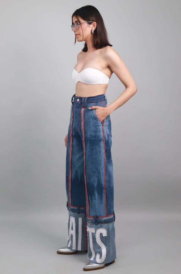 Inner Saints — Blue Effect Wide Leg Jeans