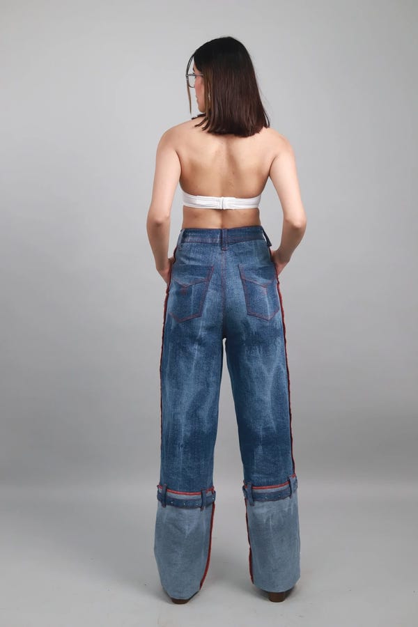 Inner Saints — Blue Effect Wide Leg Jeans