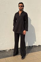 Black Classic Kurta Co-ord view 1