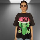 Introverts Oversized Black T-shirt view 2