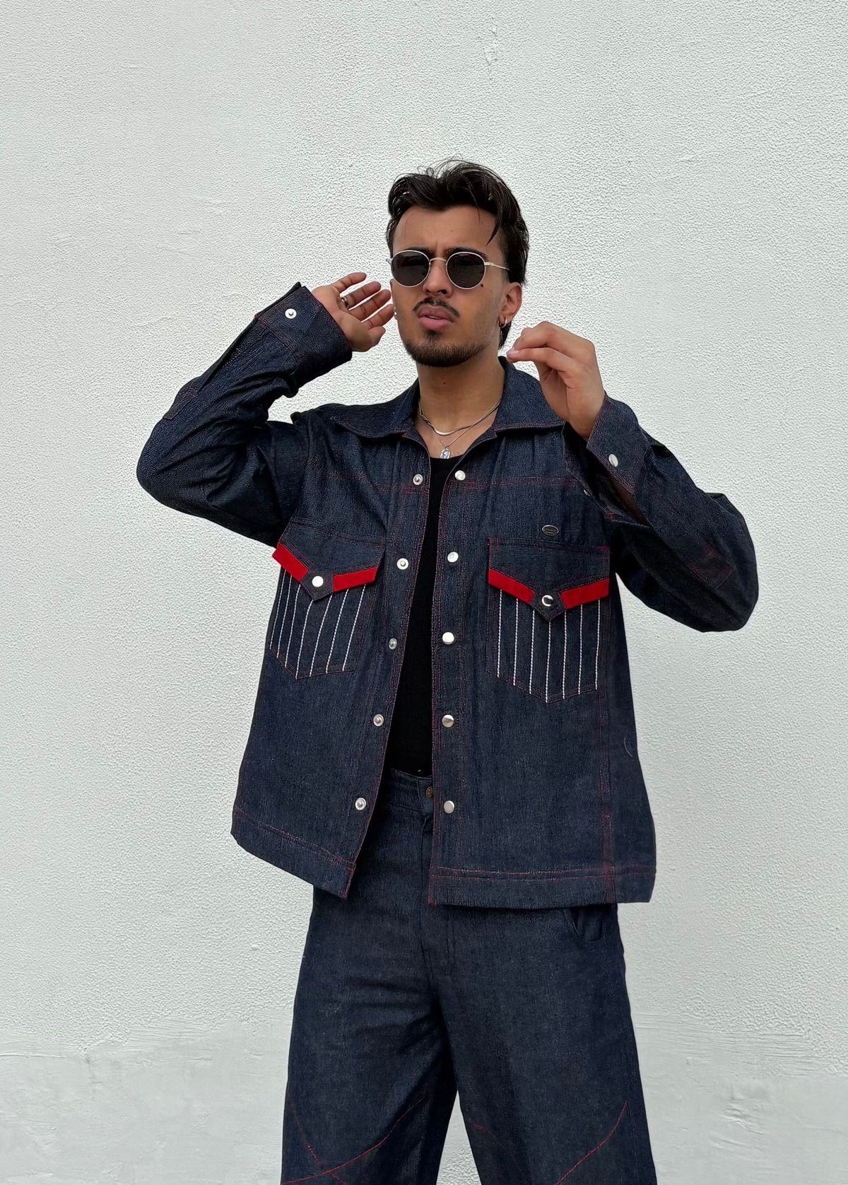 Blue Red Denim Jacket - image 1