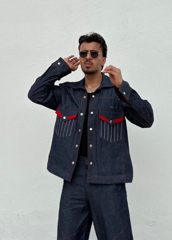 Inner Saints — Blue Red Denim Jacket