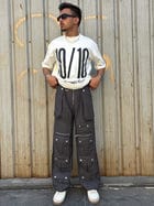 Unisex Charcoal Parachute Cargo Pants view 1
