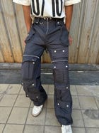 Unisex Charcoal Parachute Cargo Pants view 2