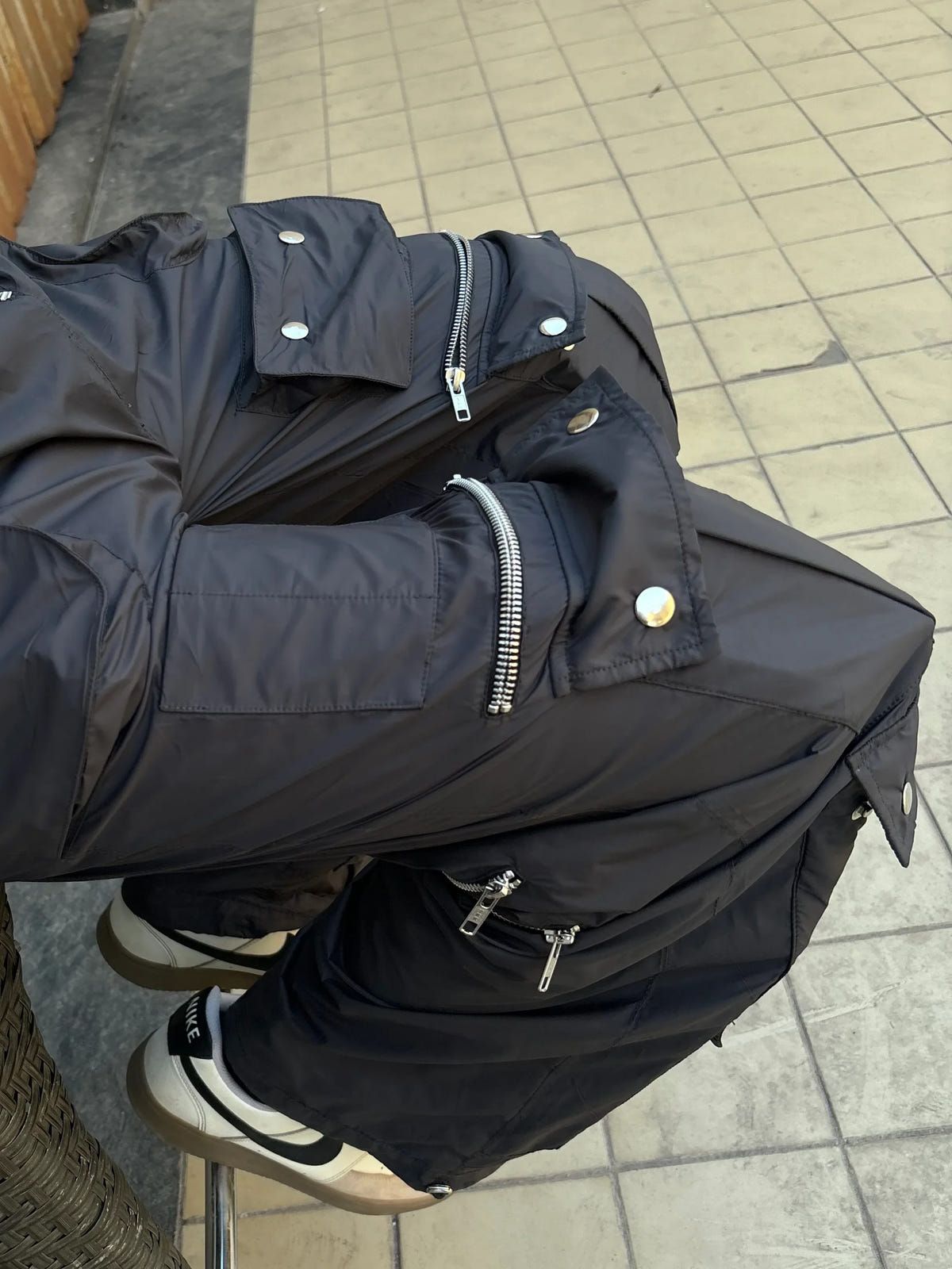 Unisex Charcoal Parachute Cargo Pants - image 3