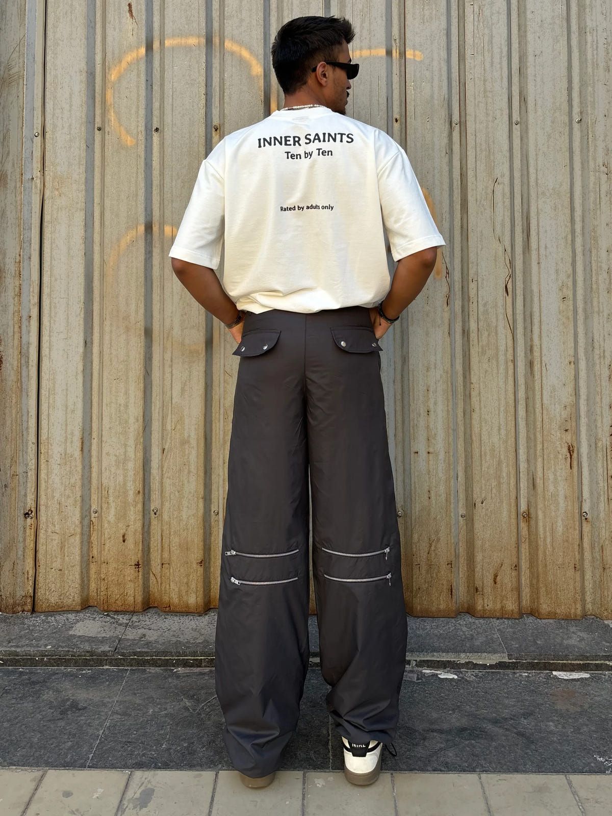 Unisex Charcoal Parachute Cargo Pants - image 4