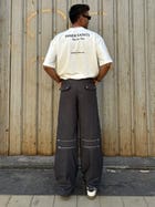 Unisex Charcoal Parachute Cargo Pants view 4