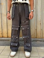 Unisex Charcoal Parachute Cargo Pants view 5