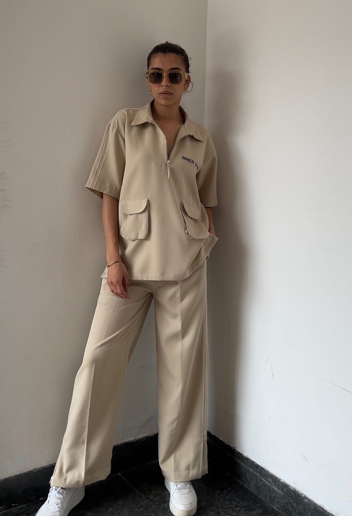 Beige Shirt & Pant Co-ord Set - image 1
