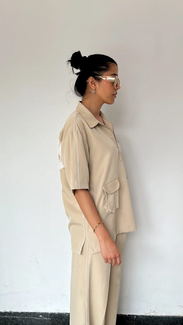 Inner Saints — Beige Shirt & Pant Co-ord Set