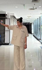 Beige Shirt & Pant Co-ord Set view 5