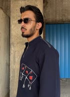 Navy Blue Classic Kurta Co-ord view 3