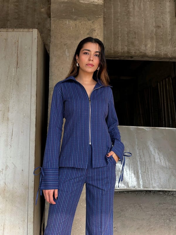 Inner Saints — Blue Threadwork Co-ord Set