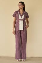 Maroon Stripe Belted Co-ord Set view 2