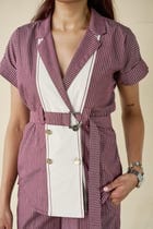 Maroon Stripe Belted Co-ord Set view 4