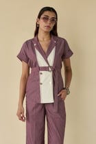 Maroon Stripe Belted Co-ord Set view 5