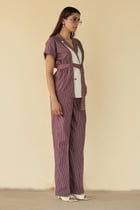 Maroon Stripe Belted Co-ord Set view 6