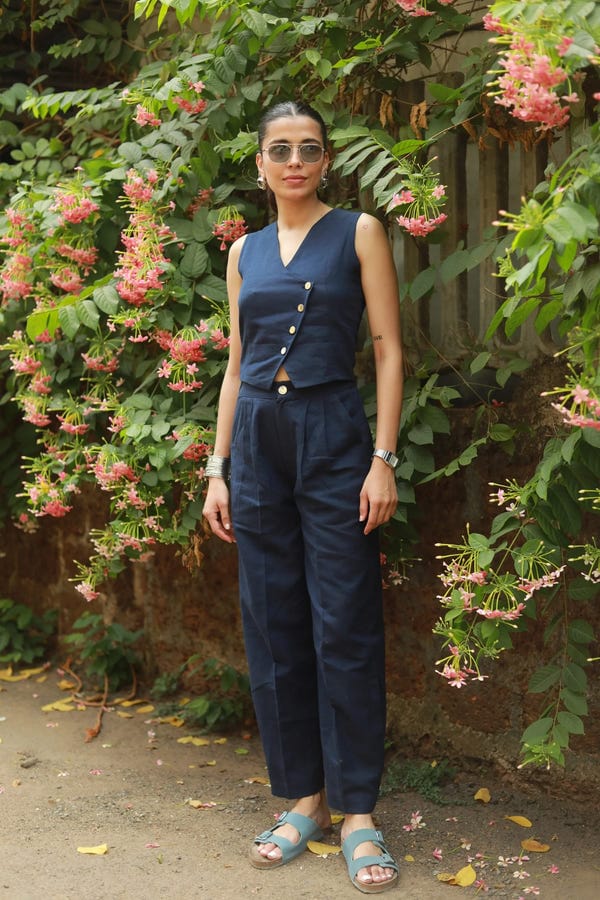 Inner Saints — Navy Waistcoat Linen Set
