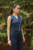 Navy Waistcoat Linen Set view 2