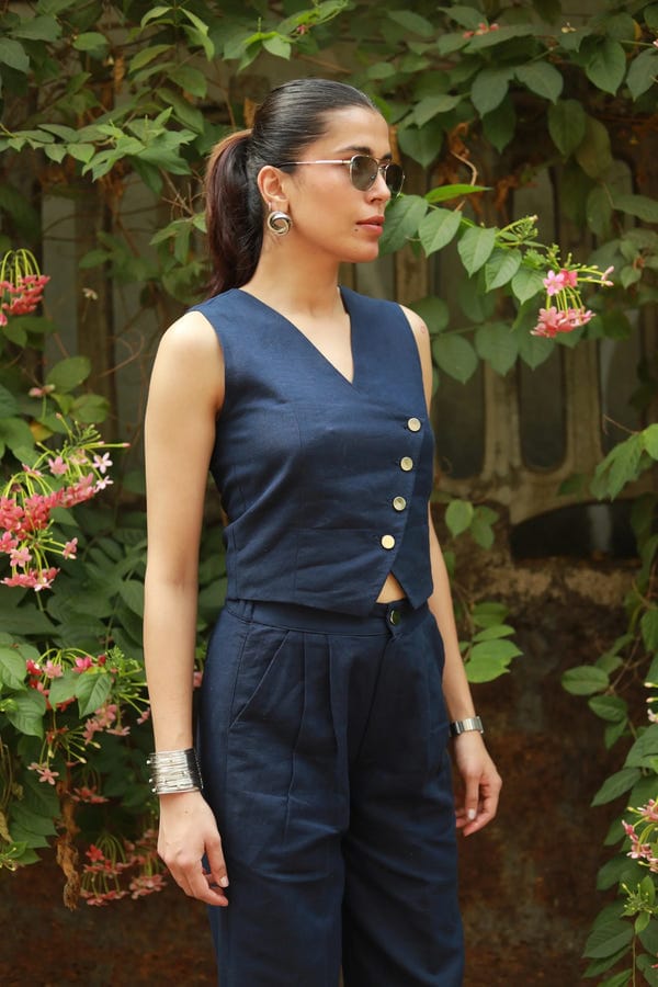 Inner Saints — Navy Waistcoat Linen Set