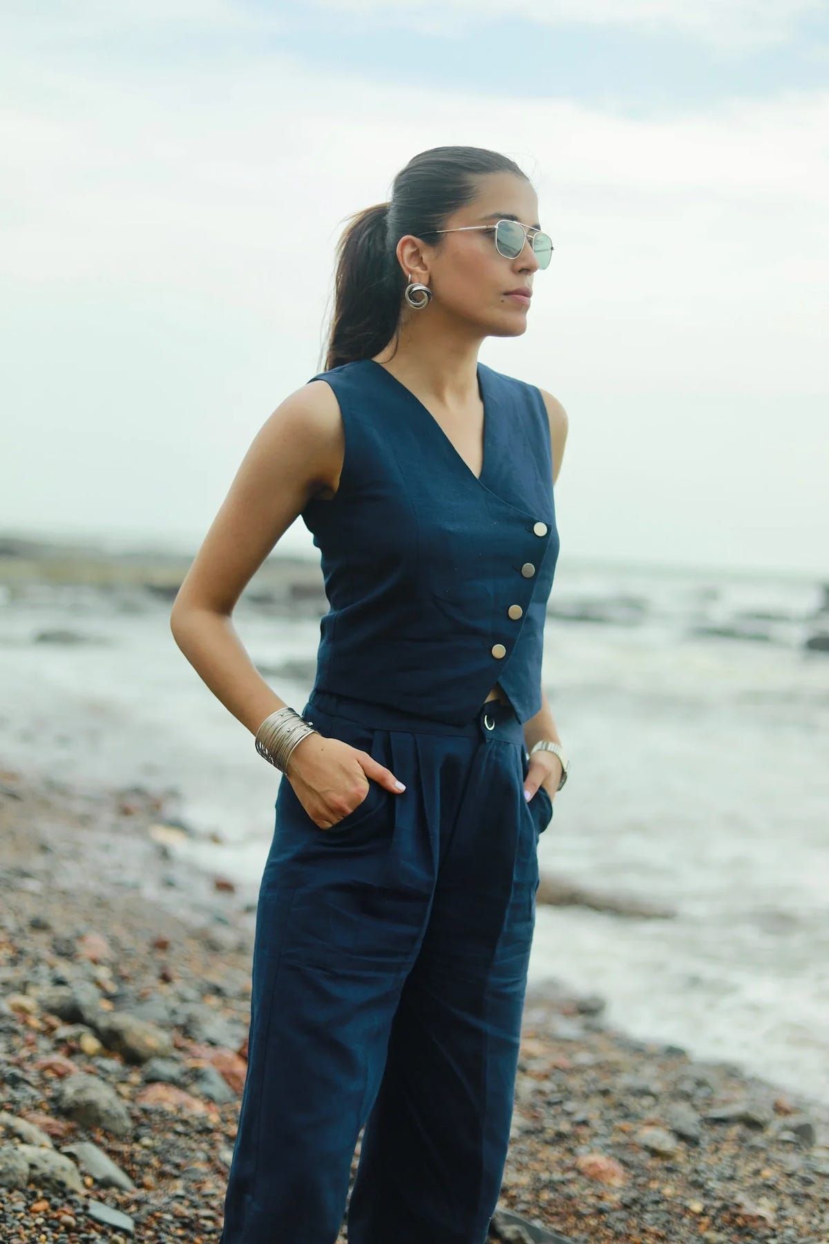 Navy Waistcoat Linen Set - image 8