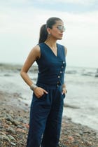 Navy Waistcoat Linen Set view 8