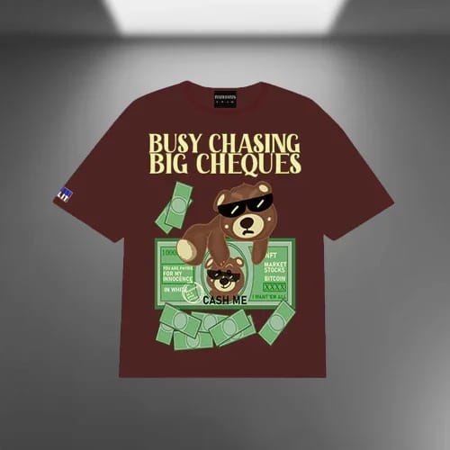 Busy Chasing Big Cheques Oversized Brown T-shirt - image 1
