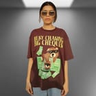 Busy Chasing Big Cheques Oversized Brown T-shirt view 2