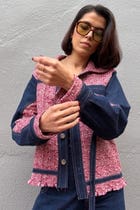 Pink Jacquard Denim Jacket view 1