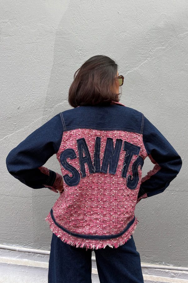Inner Saints — Pink Jacquard Denim Jacket