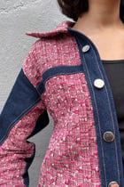 Pink Jacquard Denim Jacket view 3