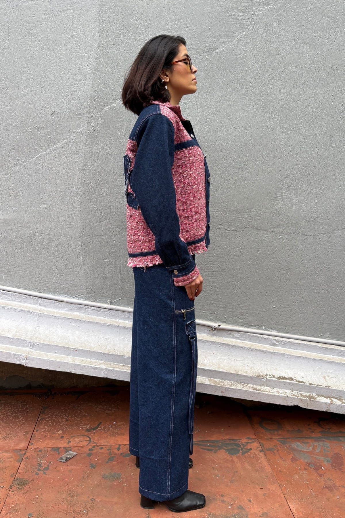 Pink Jacquard Denim Jacket - image 5