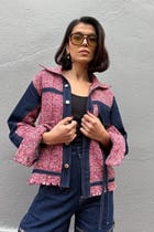 Pink Jacquard Denim Jacket view 6