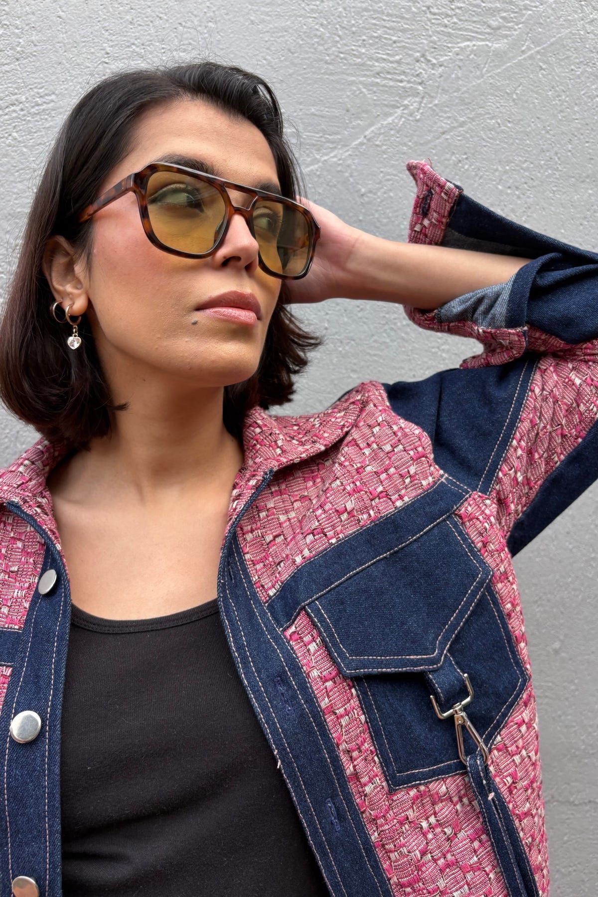 Pink Jacquard Denim Jacket - image 7