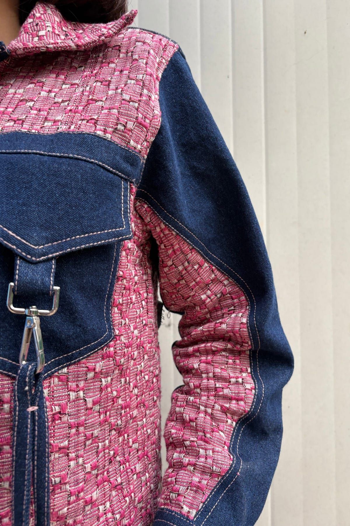Pink Jacquard Denim Jacket - image 8