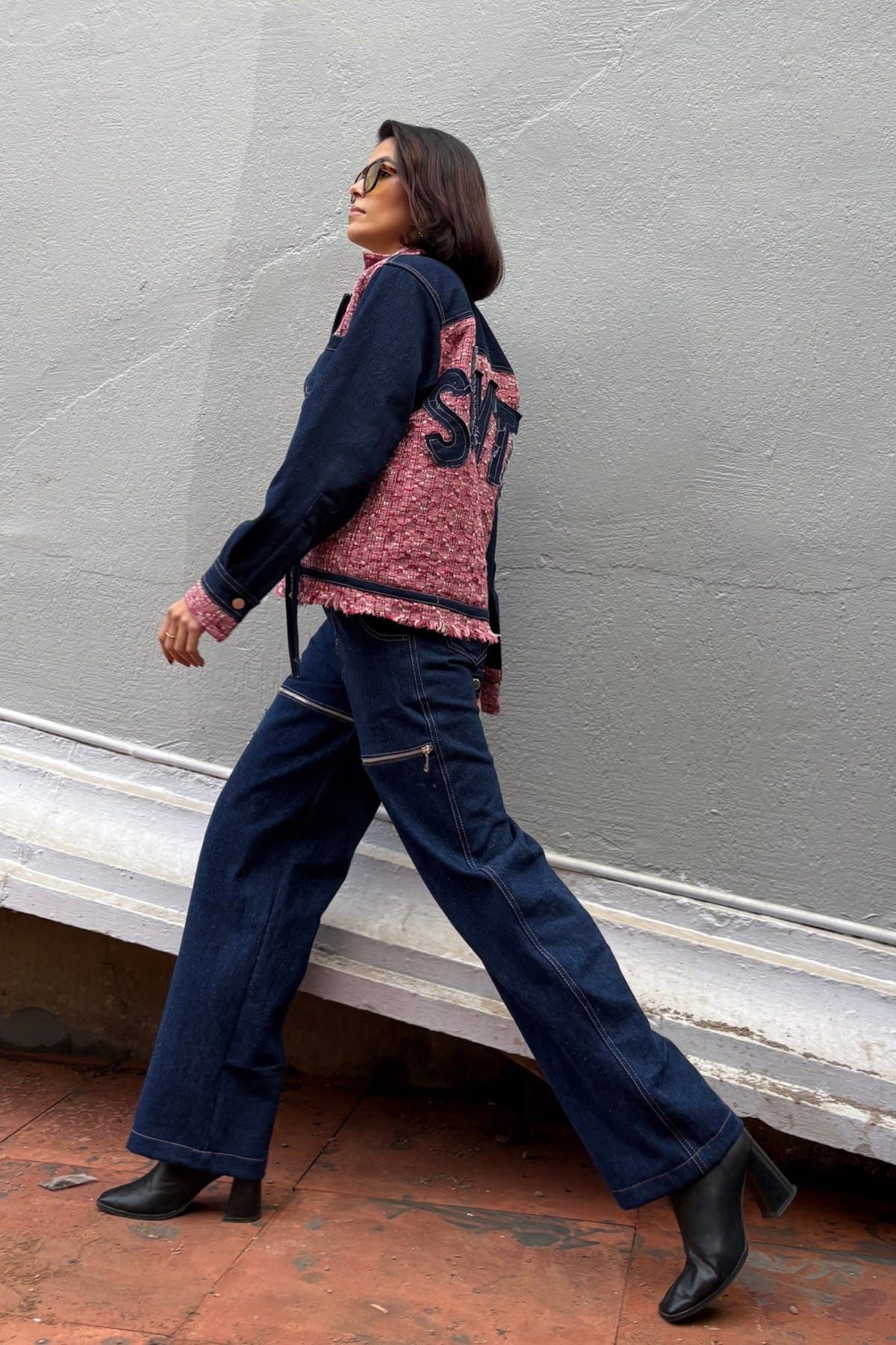 Pink Jacquard Denim Jacket - image 9