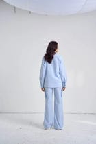 Light Blue Striped Women Set view 3