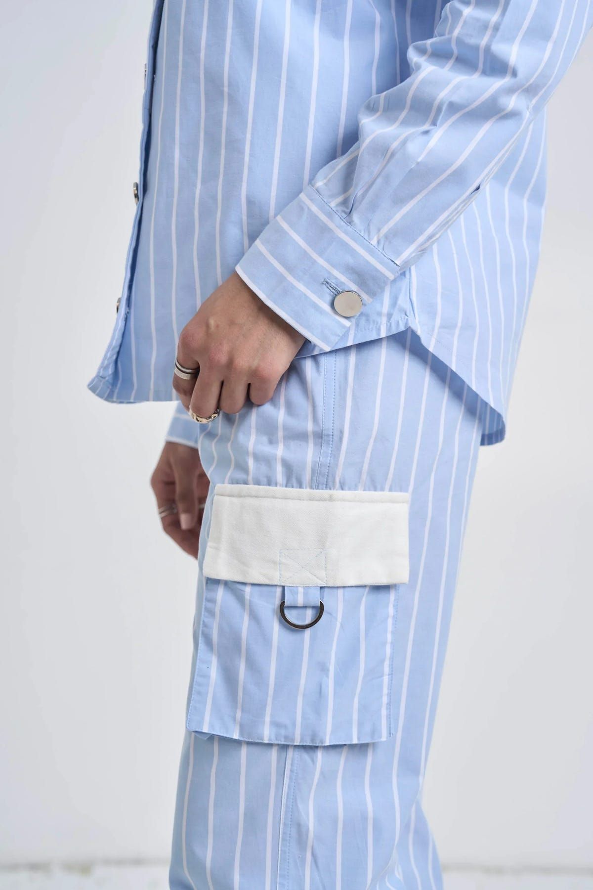 Light Blue Striped Women Set - image 6