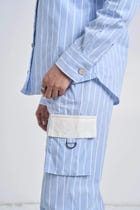 Light Blue Striped Women Set view 6